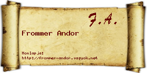 Frommer Andor névjegykártya